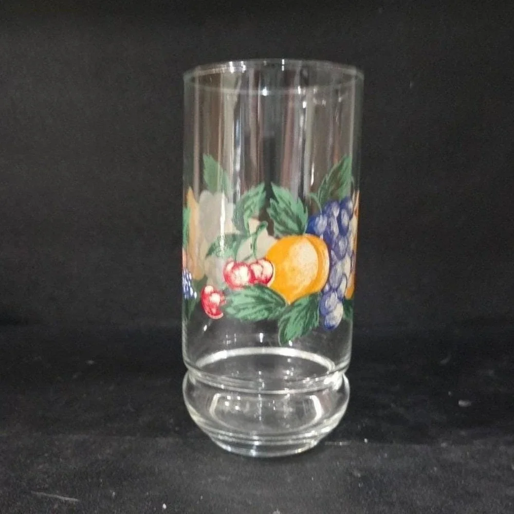 Oneida‎ Orchard 16oz Glass Tumbler, Vintage Fruit Themed Glassware, Drinkware
